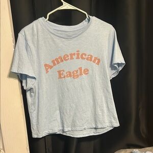 American Eagle Outfitters Light Blue Tee with Orange Logo